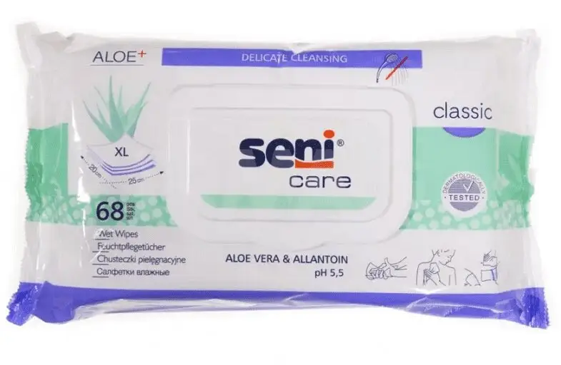 Seni Care Classic влажные салфетки с аллантоином и алоэ, 68 шт