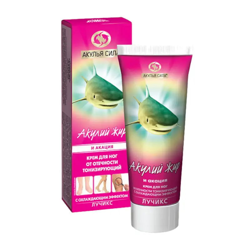 Акулий жир крем для ног против варикоза и отечности с акацией, 75 мл