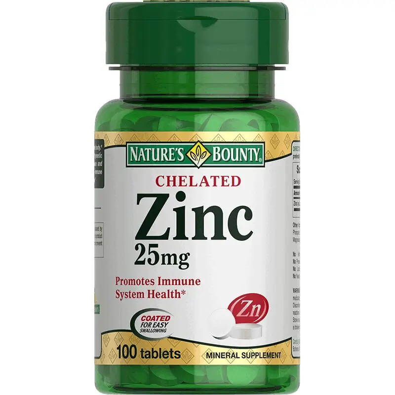 Нэйчес Баунти Цинка Хелат 25 мг №100 — для кожи, иммунитета