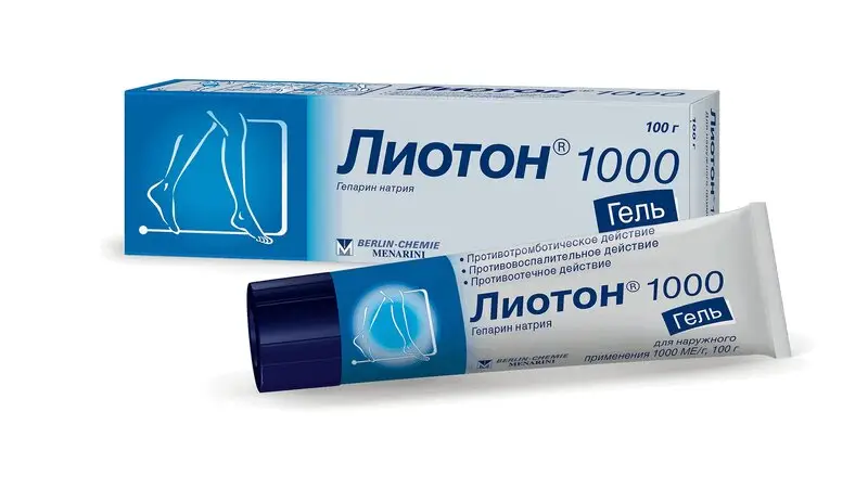 Лиотон 1000 гель для лечения варикоза и гематом 100г