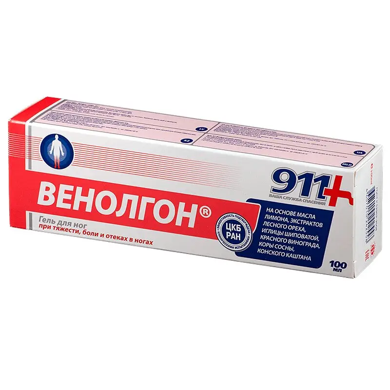 911 Венолгон Гель 100мл – здоровые вены и легкость ног!
