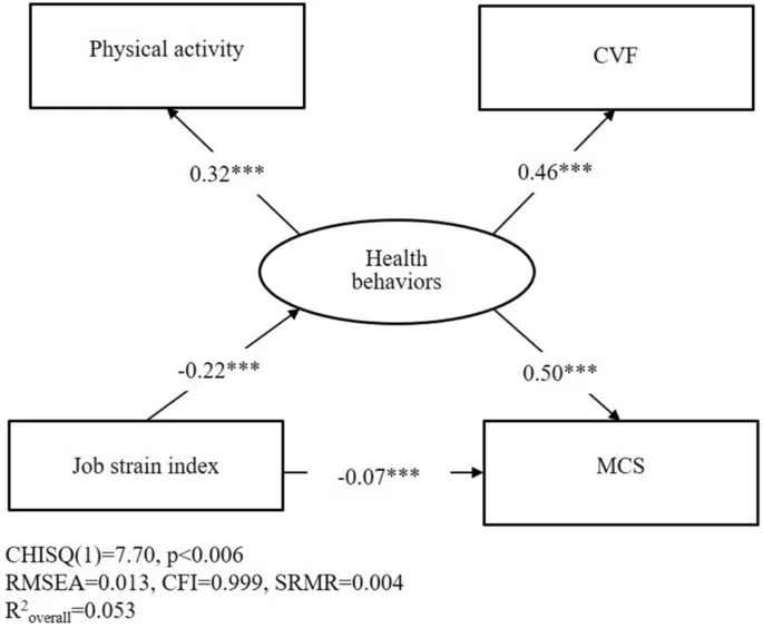 Рисунок 1: Схема влияния рабочего стресса на психическое здоровье через поведенческие факторы