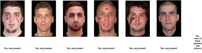 Рис. 5. Пример несправедливого опознания с родинками на лицах наполнителей.